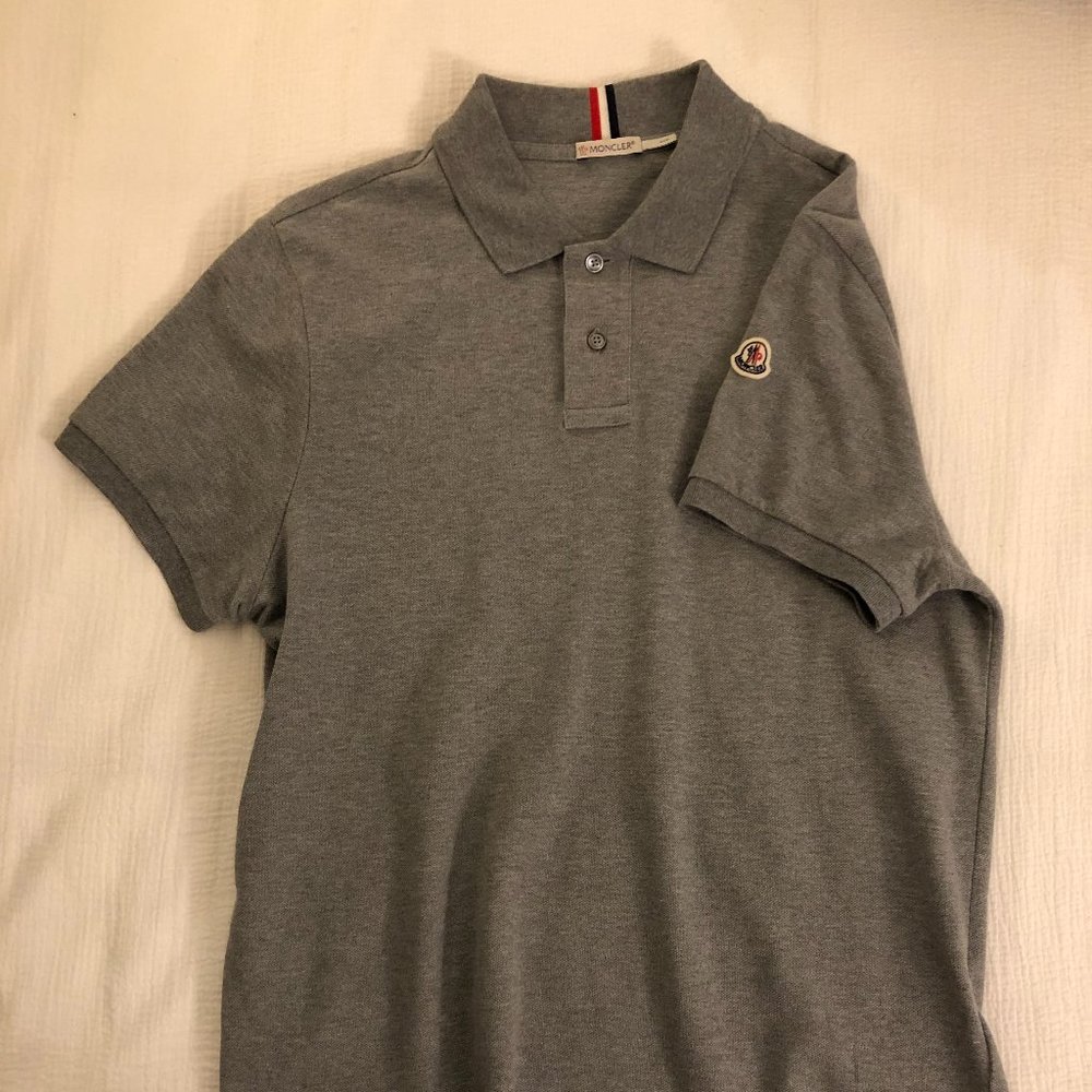 Moncler Logo Polo — Grey